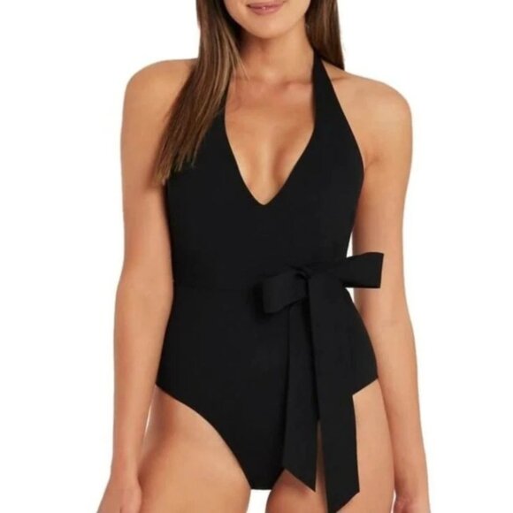 Sea Level Swim Other - Sea Level Swim Dark Romance Black Plunge Swimsuit W/ Bonded Belt US 6 AUS 10 One